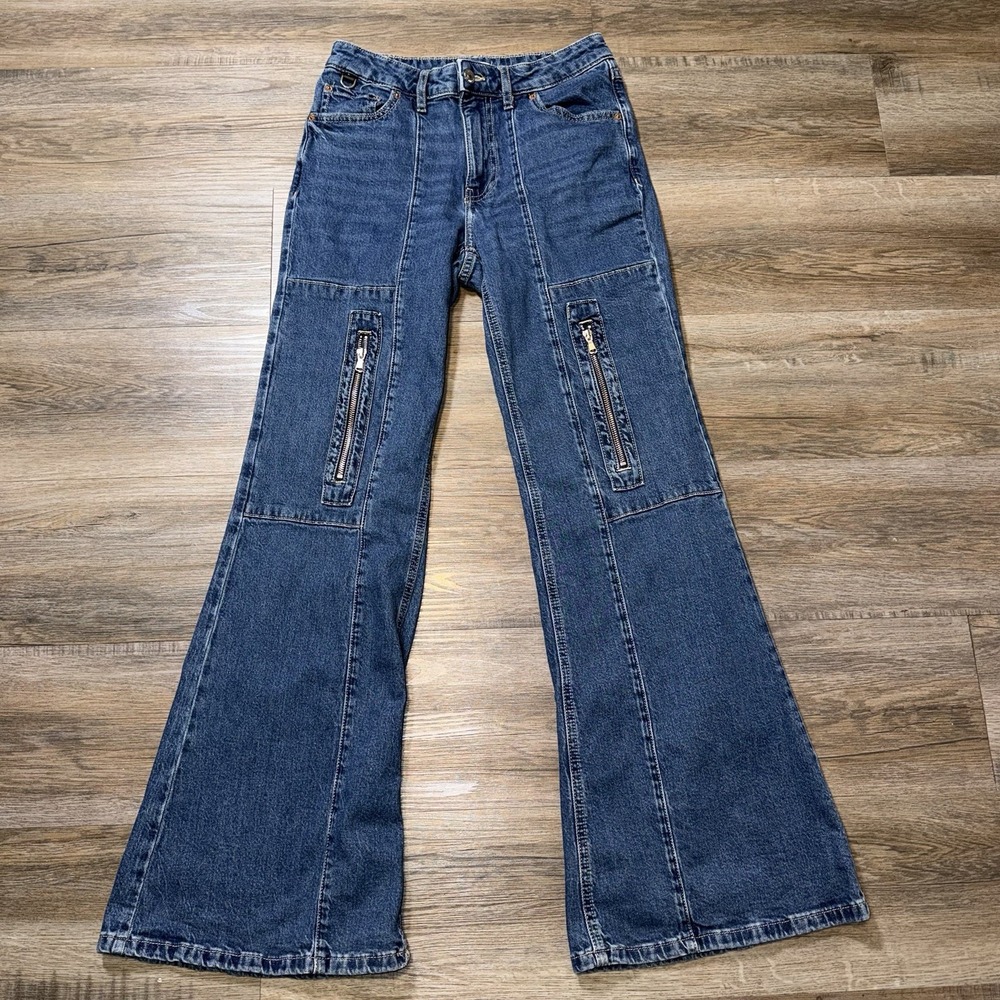 Forever 21 Premium Jeans Womens 26W Blue Denim Flare Boho Hippie Gypsy Disco Y2K